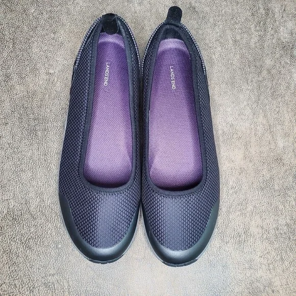 Lands’ End Black Slip On Comfort Shoes women's size 8.5 Skeemer New - Picture 2 of 11